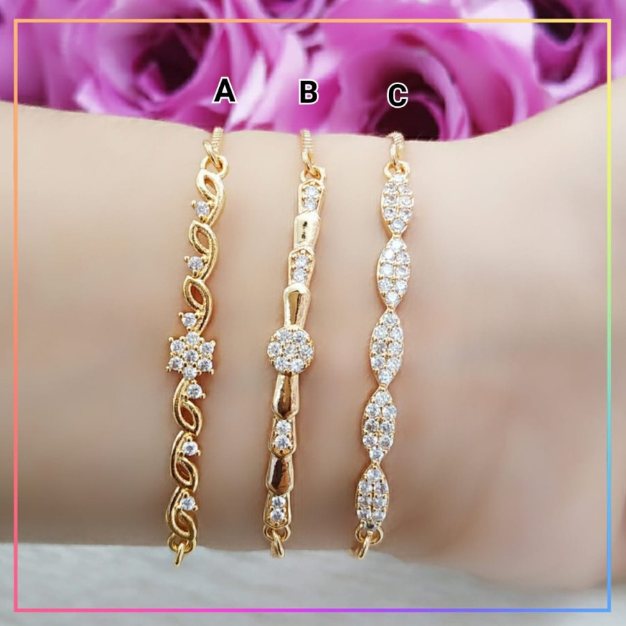 Gelang xuping gelang serut dewasa bunga simple permata perhiasan lapis emas gold GL 079