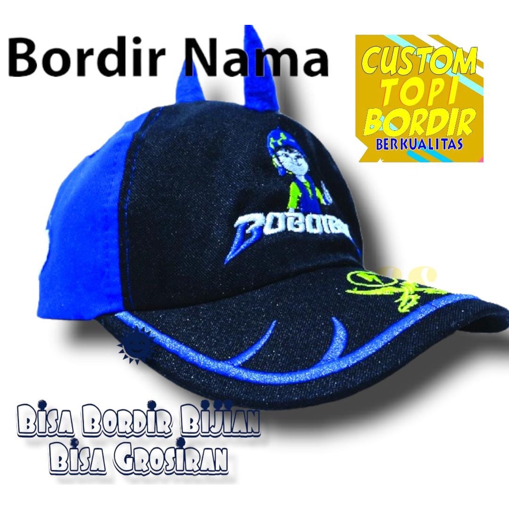 Topi Anak Baseball Boboiboy Bordir Nama Anak Usia 2- 10 Tahun Karakter Bo boi boy