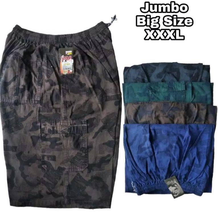 ➲ celana pendek kain tebal size dewas XL/Jumbo big size XXXL pria dewasa motif doreng US ARMY き