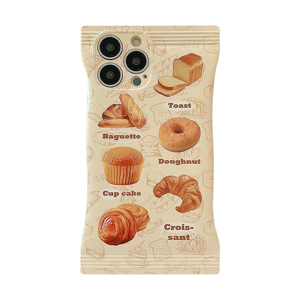 IPHONE Ins Lucu Roti Puzzle Transparan Snack Bag Case Untuk Iphone14 11 12 13 PRO MAX Casing Cover Pelindung AT0173
