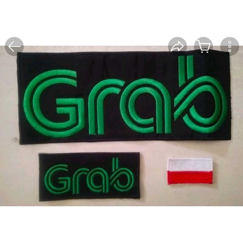 LOGO GR4B BORDIR, ADA 3 PCS, EMBLEM GRAB MURAH#EMBLEM GRAB BORDIR MURAH