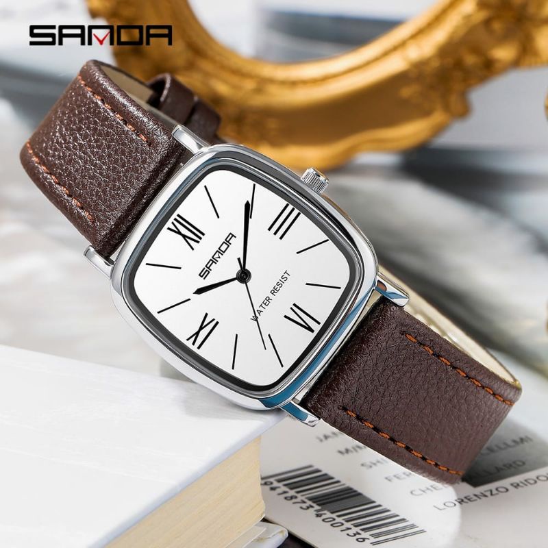 JAM TANGAN SANDA P1101 Jam Tangan Wanita Analog Classic Tali Kulit Quartz