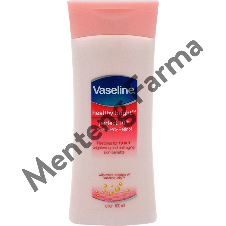 Vaseline Healthy Bright Hand Body Lotion Perfect 10 100 ML - Mencerahkan dan Mencegah Penuaan Dini