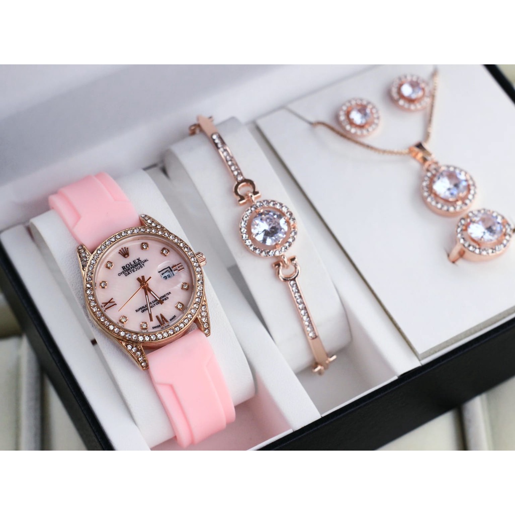 Jam Tangan Cewek Dewasa Tahan Air RUBBER / Harga sudah paket
