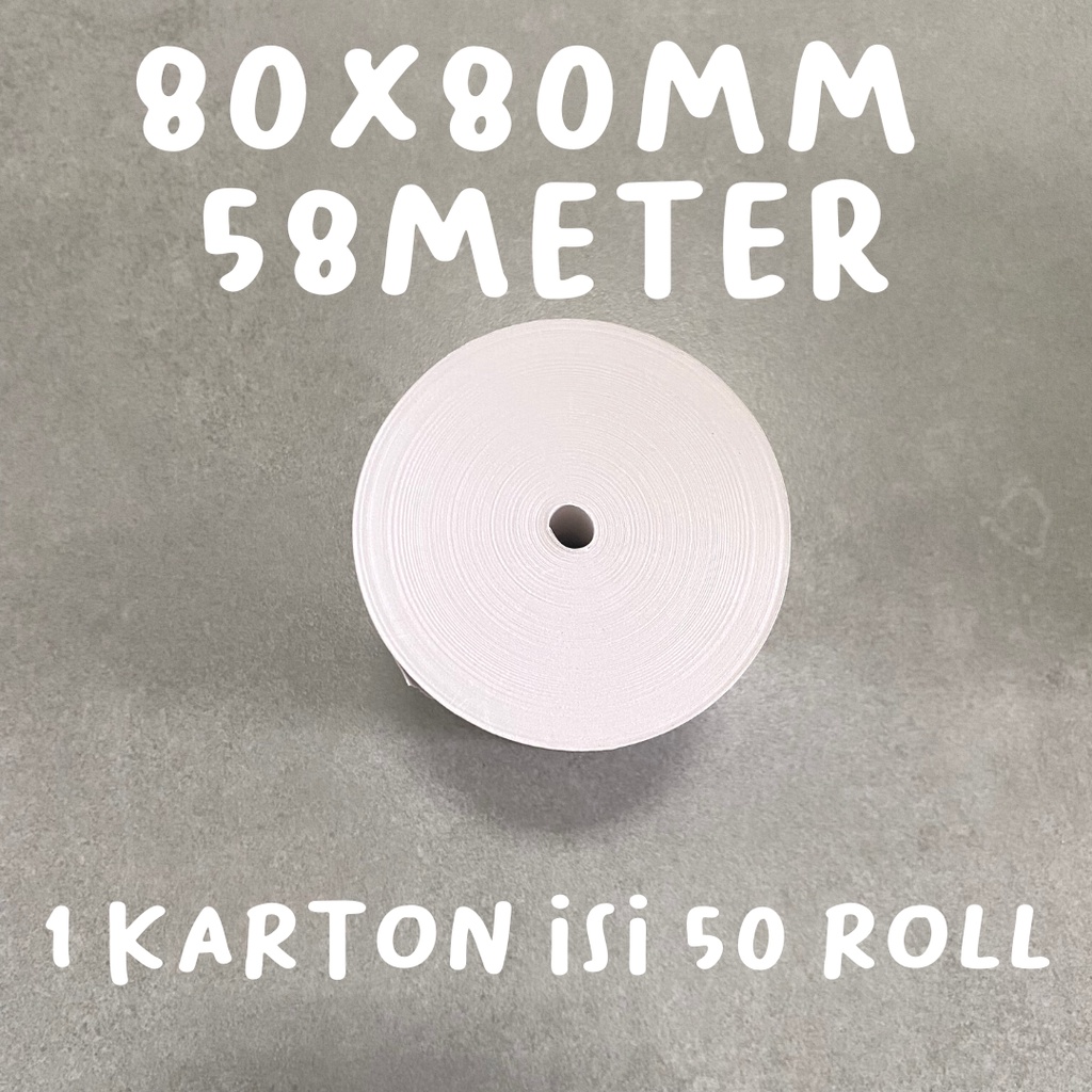 Kertas Struk Kasir Paper Roll Termal 1 karton 50 roll uk 80x80mm