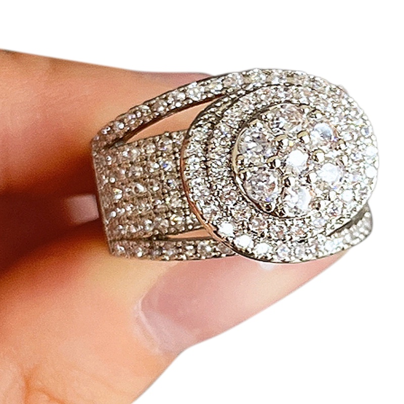 Fancyqube Fancycube Cincin Sterling Silver 925 Dengan Berlian Penuh Untuk Pernikahan