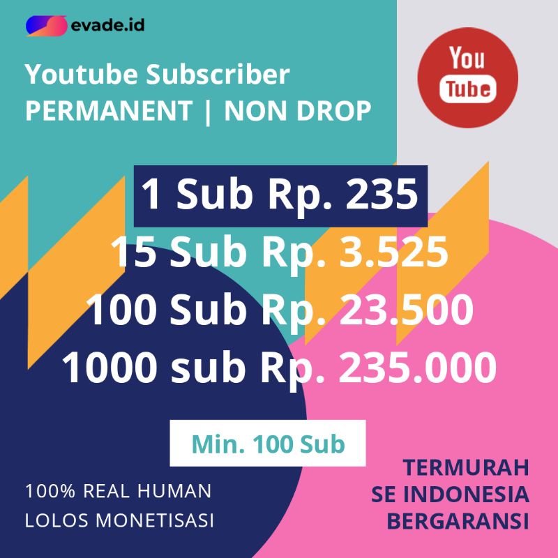 Subscriber youtube ter Murah se Indonesia PERMANEN, NON DROP ( BERGARANSI ) | Jual Subscriber Youtub