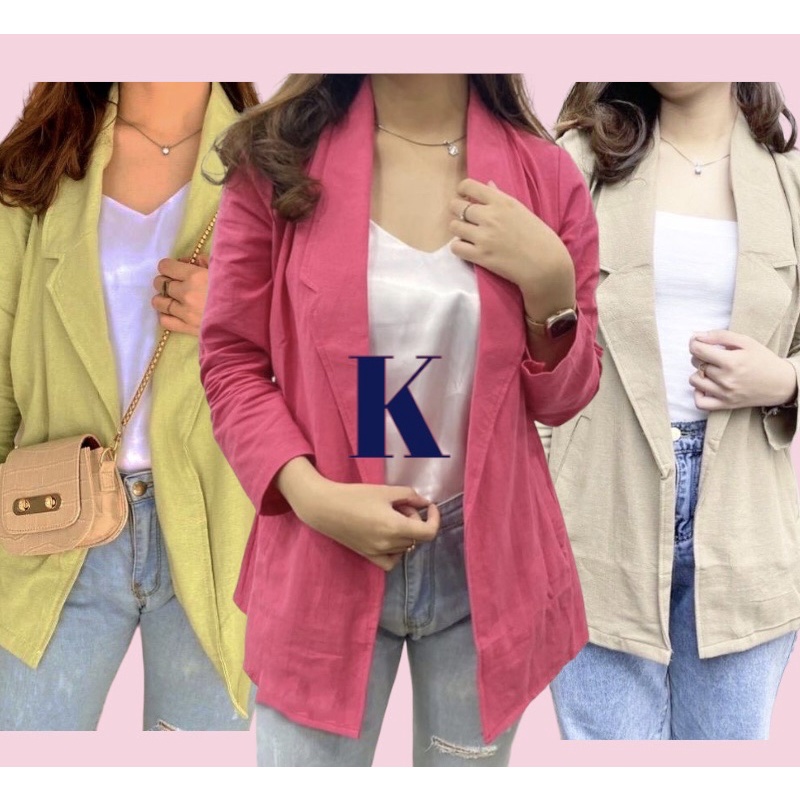 KEOLA BLAZER WANITA LINEN | CARDY OUTER ATASAN WANITA LD 120