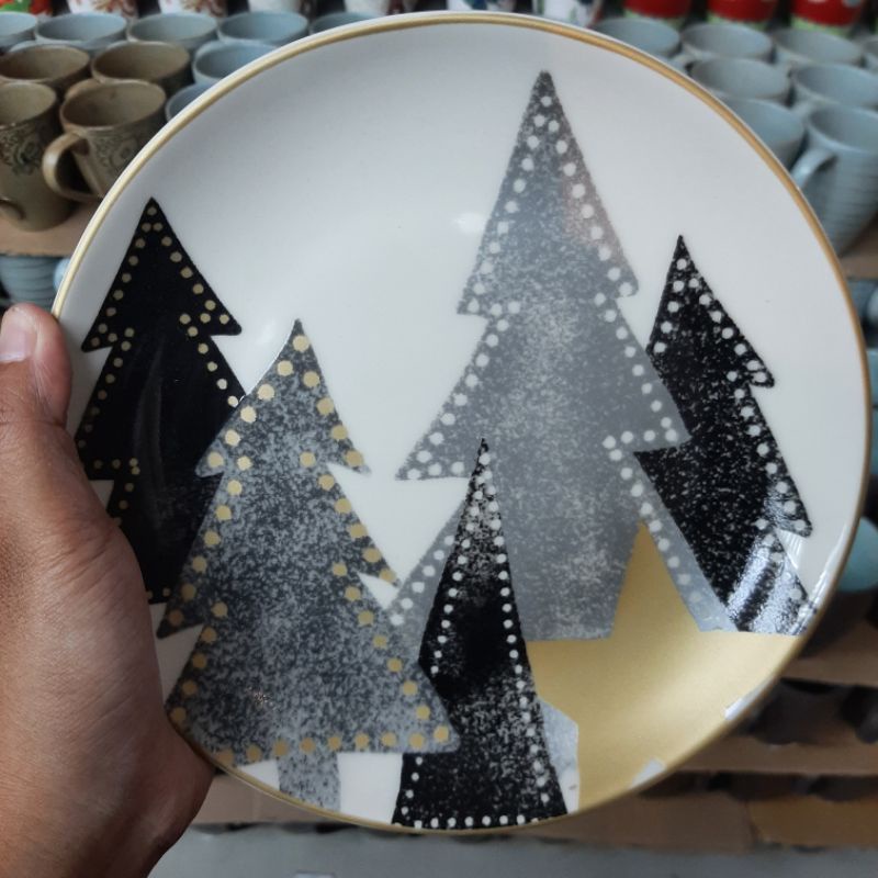 PIRING SALAD PLATE POHON NATAL /PIRING NATAL CHRISTMAST/PIRING CANTIK/PIRING SANGO