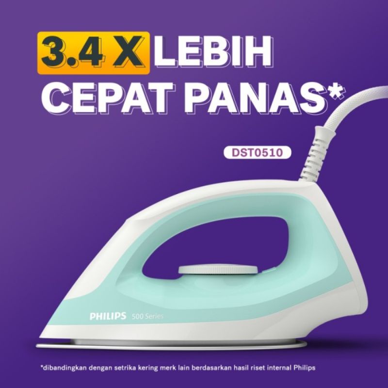 gosokan baju philips DST 0510 garansi resmi 2tahun gosokan philips DST0510 / setrika philips / sterika baju philips baru ori / dry iron / philips dry iron