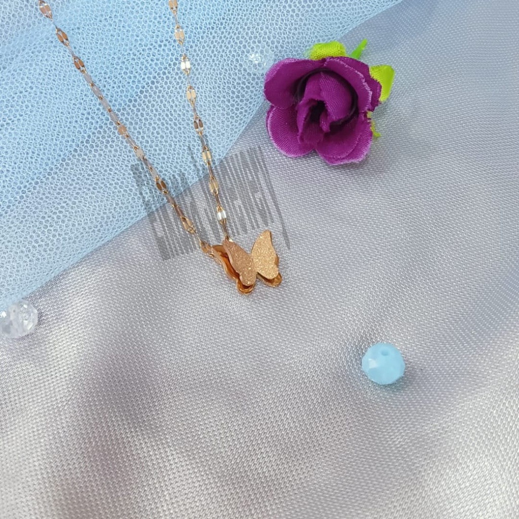 KALUNG TITANIUM MODEL KUPU KUPU   Perhiasan super berkelas fashion korea anti karat dan anti luntur