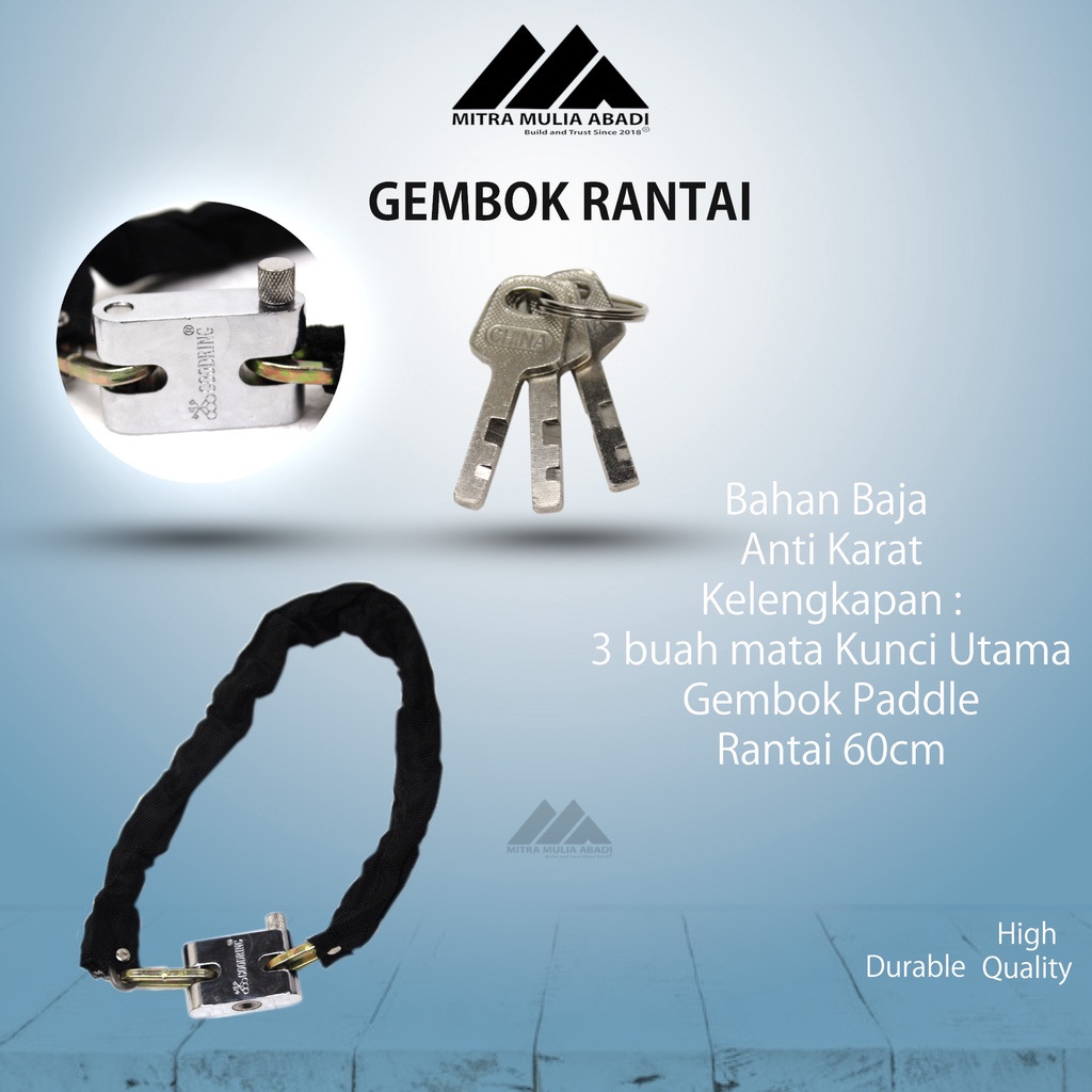 Gembok Rantai 60cm/Gembok Sepeda/Motor/Helm/Gerbang rumah