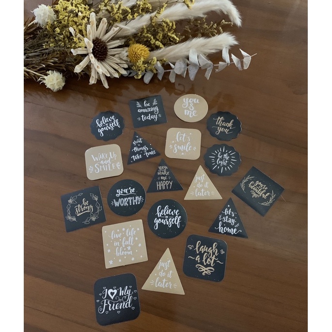 

english wording stickers bujo journaling vintage and black