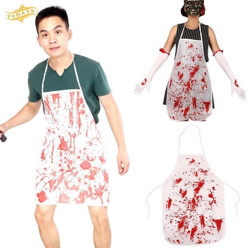 BLOODY APRON VELEMEK BERCAK DARAH BERDARAH HALLOWEEN PRANK COSPLAY COSTUM RUMAH HANTU PROPERTI BLAP