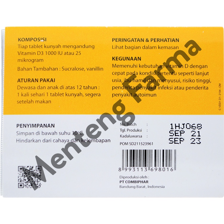 Fortiboost Vitamin D3 1000 IU 6 Tablet - Suplemen Vitamin D3