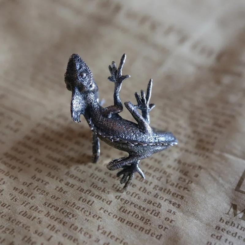 Lizard Cincin Pria Model Terbuka Warna Silver Gaya Vintage Casual Adjustable Untuk Pesta / Hadiah