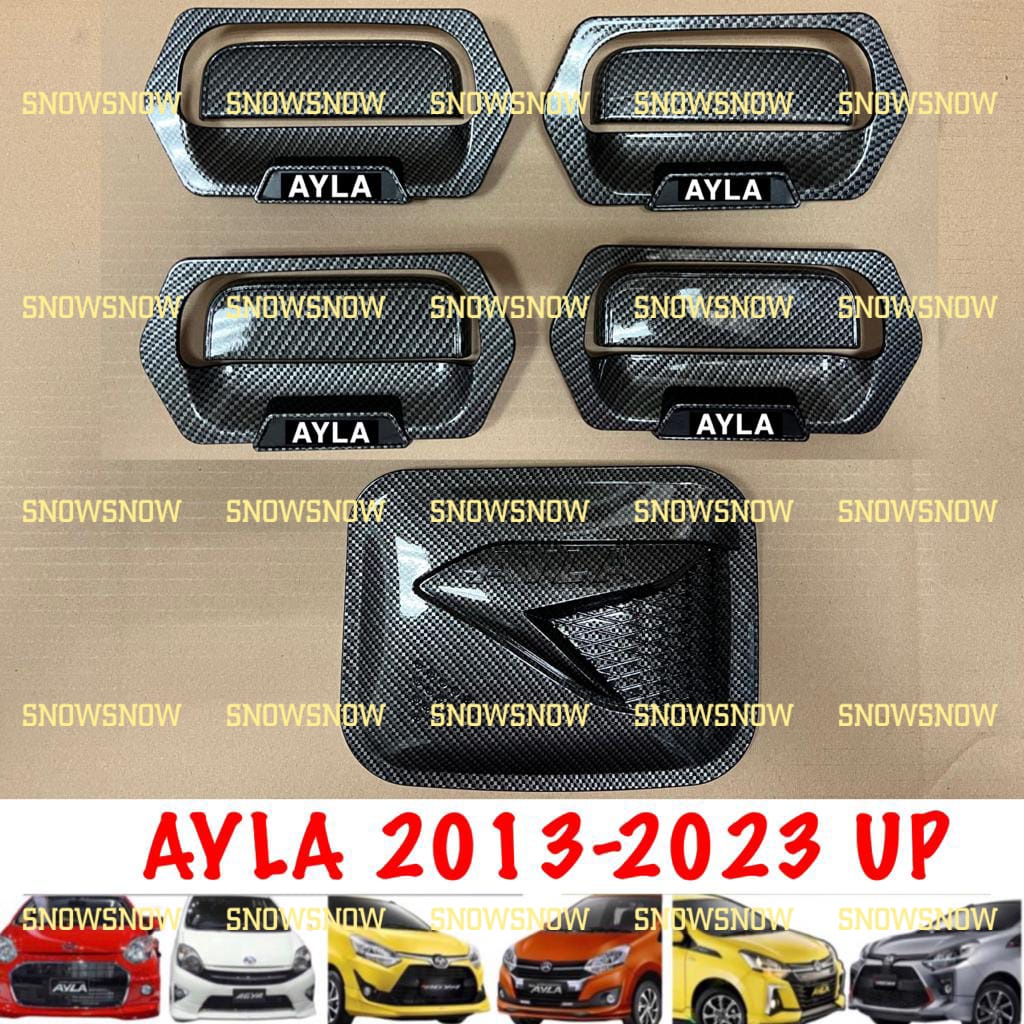 Paket Outer Handle Tank Cover Agya Ayla 2013 2015 2017 2021 2022 2023 GR TRD Hitam Carbon