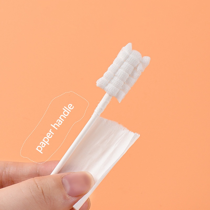 kaikki pembersih mulut bayi / penyeka kapas obat kumur bayi / kasa steril tongkat sikat gigi / sikat lidah obat kumur untuk bayi berusia 0-3 tahun seluruh toples berisi 30 kapas