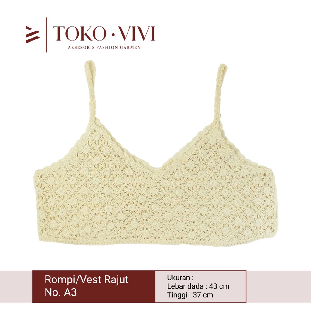 Vivi Rompi Rajut / Vest Rajut / Rompi Baju Krem / Cream No. A3