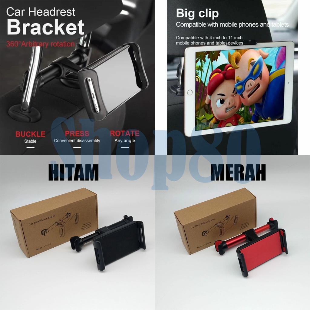 Car Headrest Mount Tablet / HP Sandaran Kepala Kursi Mobil Head Rest Holder TV Tab Utk Penumpang Belakang