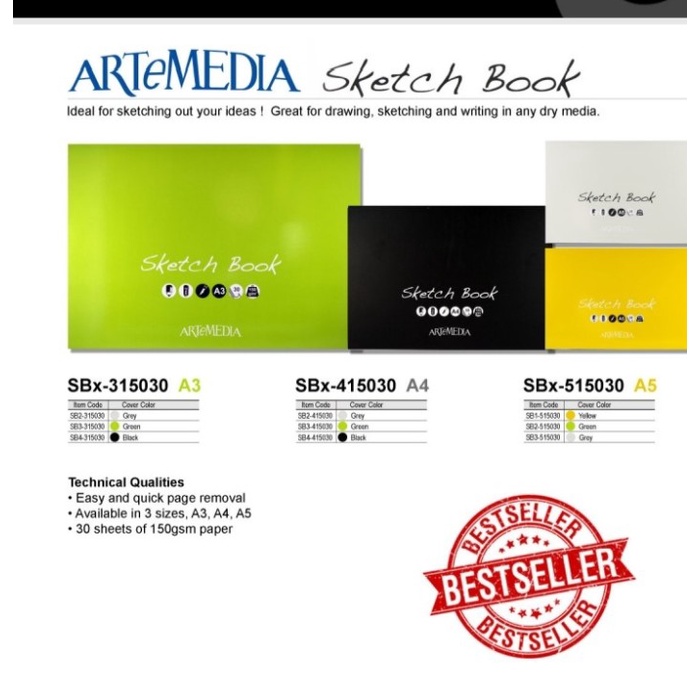 

Mantap Artemedia Sketch Book A4 30Sheets, 150Gr Hemat