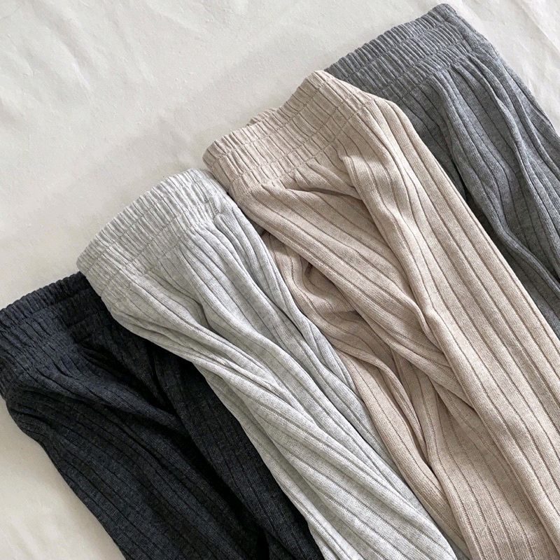 Celana Knit Pants Loose Pants Highwaist Kulot Panjang Basic Strech Premium