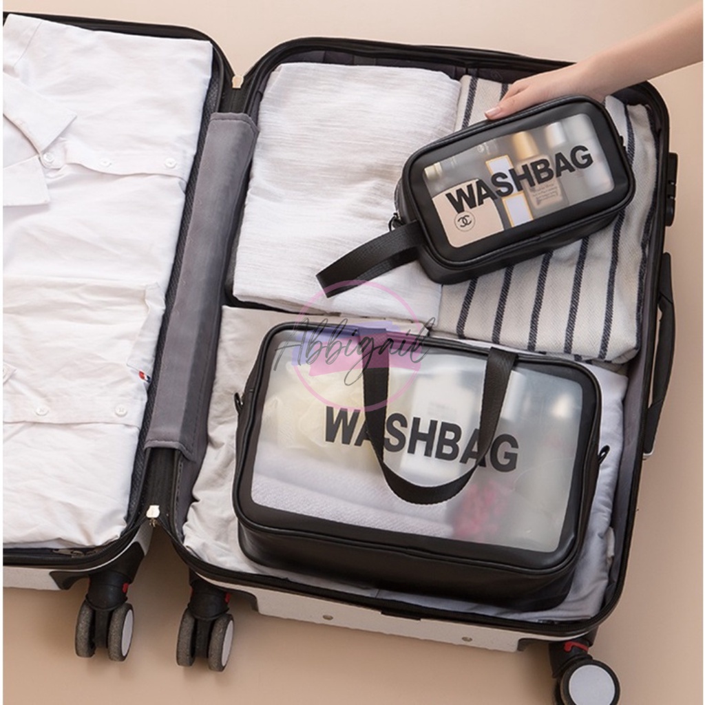 𝘈𝘉𝘎✰ Tas Kosmetik Transparant Washbag / Pouch Travel Make Up Bag Organizer / Dompet Kosmetik Waterproof 1243