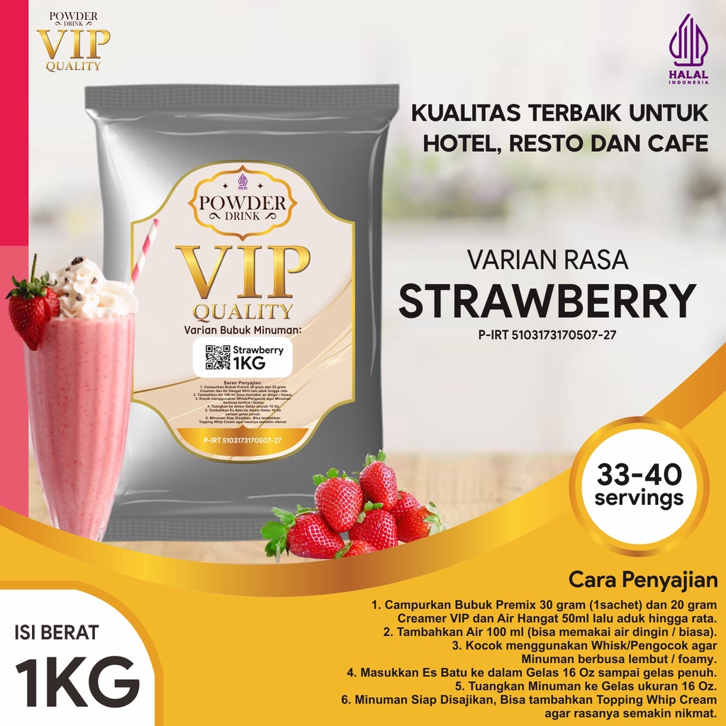 

Bubuk Minuman Kualitas VIP Rasa Strawberry 1 Kg Strawbery Bubuk Minuman Kelas VIP Boba Drink Powder