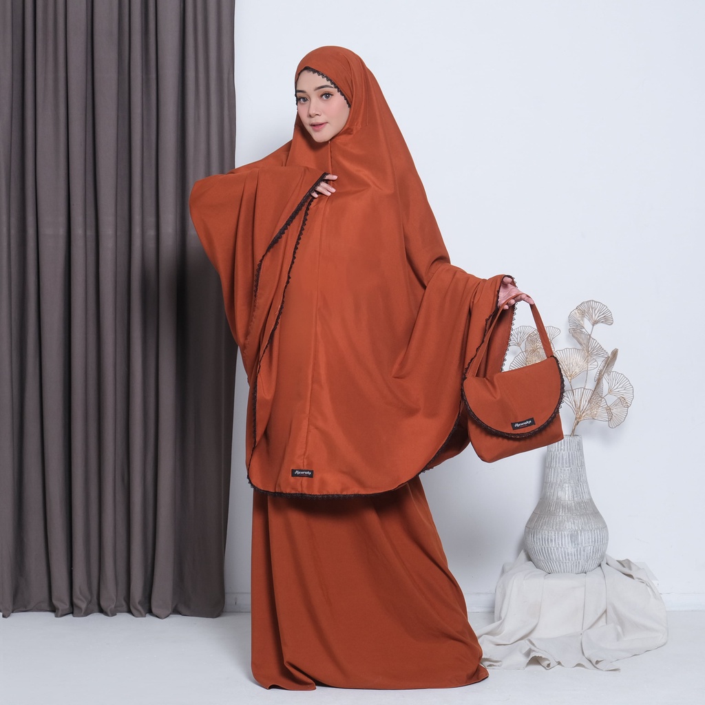 Mukena Dewasa 3 In 1 Traveling Katun Premium-Terracotta