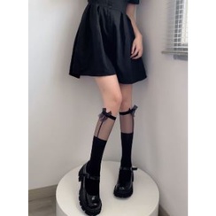 ST-16 Kaos Kaki Stoking Lolita Maid Cosplay SETENGAH TRANSPARAN PITA MINI