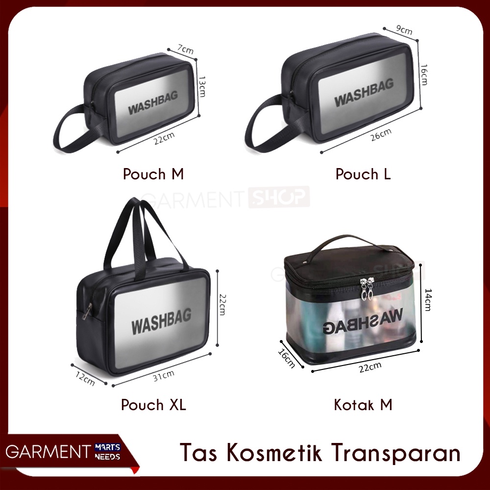 TAS KOSMETIK WASHBAG TRAVEL POUCH MAKE UP ORGANIZER TRANSPARAN WATERPROOF KECIL PORTABLE WASH BAG