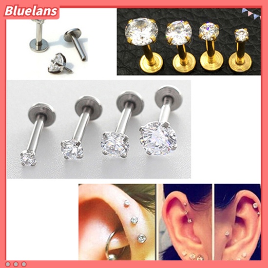 Bluelans Men Women Rhinestone Cartilage Tragus Bar Helix Upper Ear Earring Stud Jewelry
