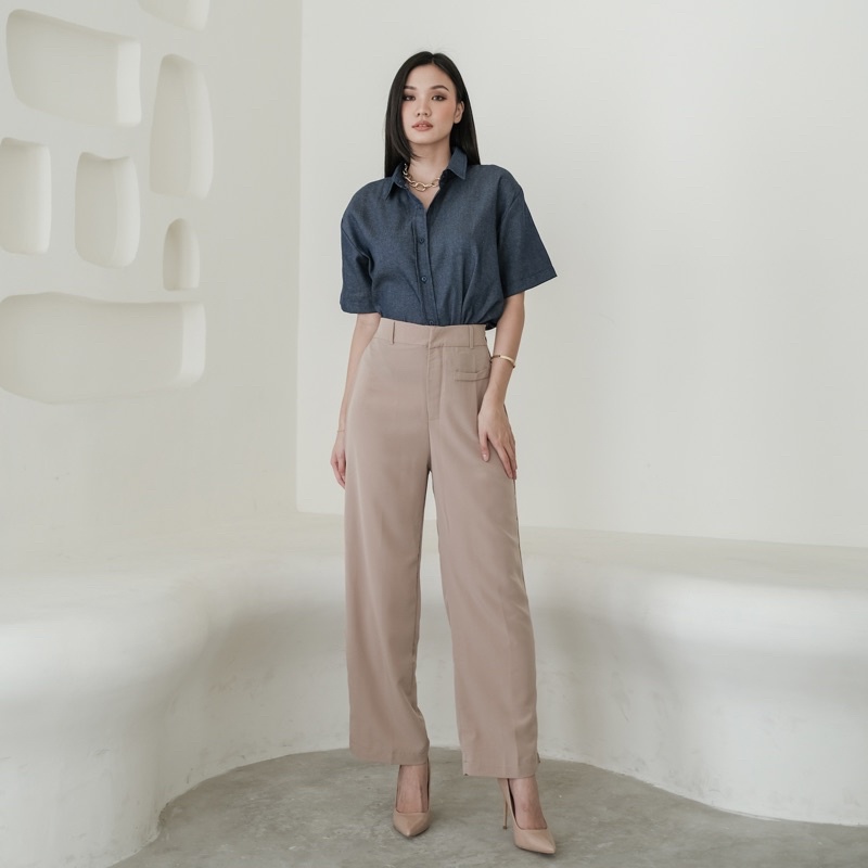 Beige Studio - Nash Pants / Celana Panjang High Waisted Wanita