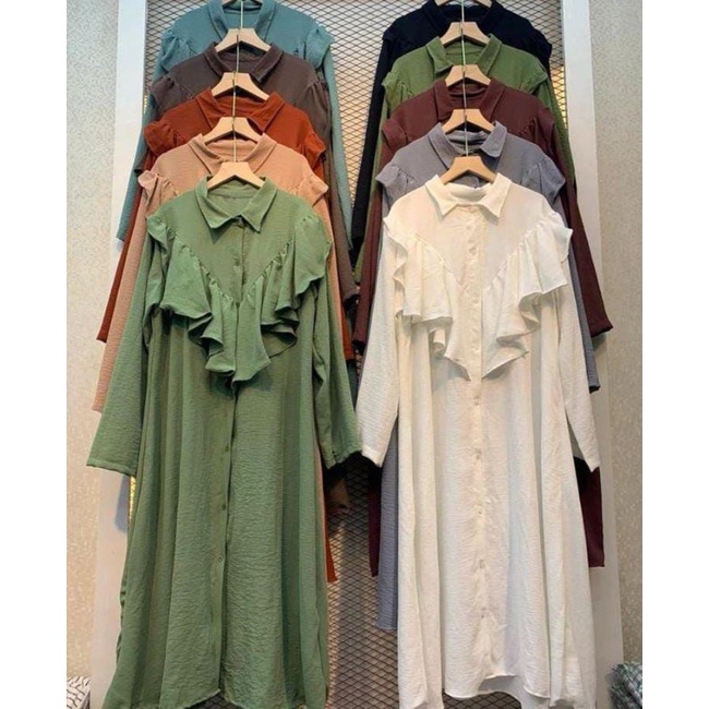 GAMIS CRINKLE AIRFLOW FULL KANCING RENDA DADA