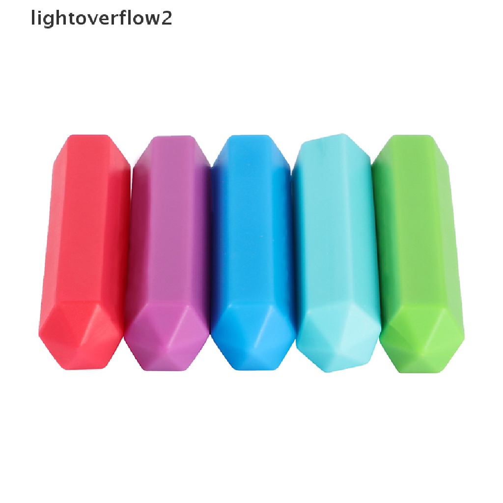 (lightoverflow2) 1pc Mainan Gigit Pensil Silikon Warna Warni (ID)