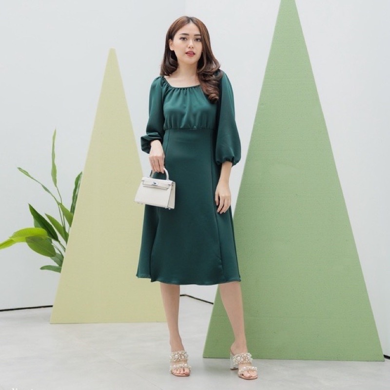 BORA DRESS — Dress Wanita Korea Scuba Natal Merah Hijau