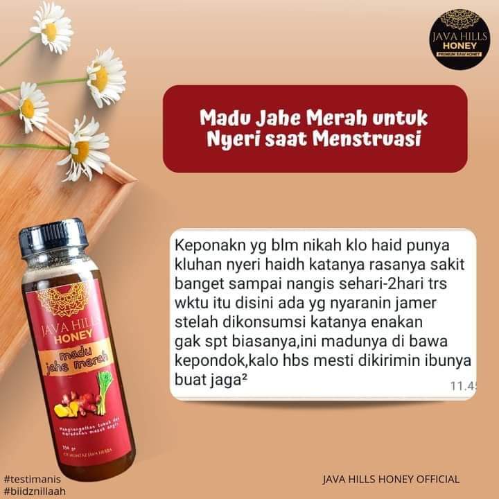 GRATIS SENDOK KAYU / MADU JAHE MERAH BY MUMTAZ JAVA HERBA (Java Hills Honey) 330gr