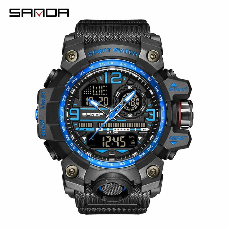 BIG SALE SANDA 3133 Jam Tangan Pria Digital Analog Tali Rubber Chronograph Anti Air