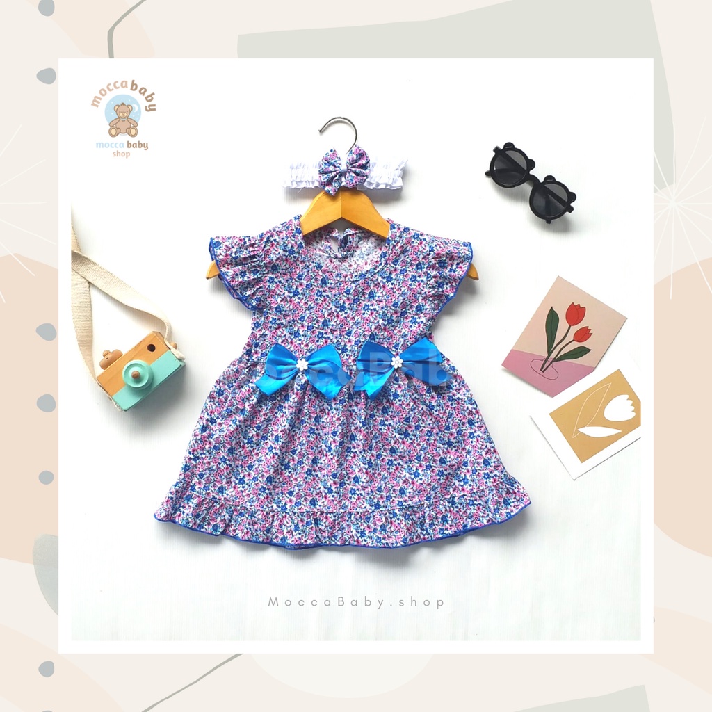 MBSS - (EXCLUSIVE ON MOCCABABY ) Dress Bayi Motif Animal Lucu Baju Bayi Perempuan / QIU2 DOUBLE RIBBON