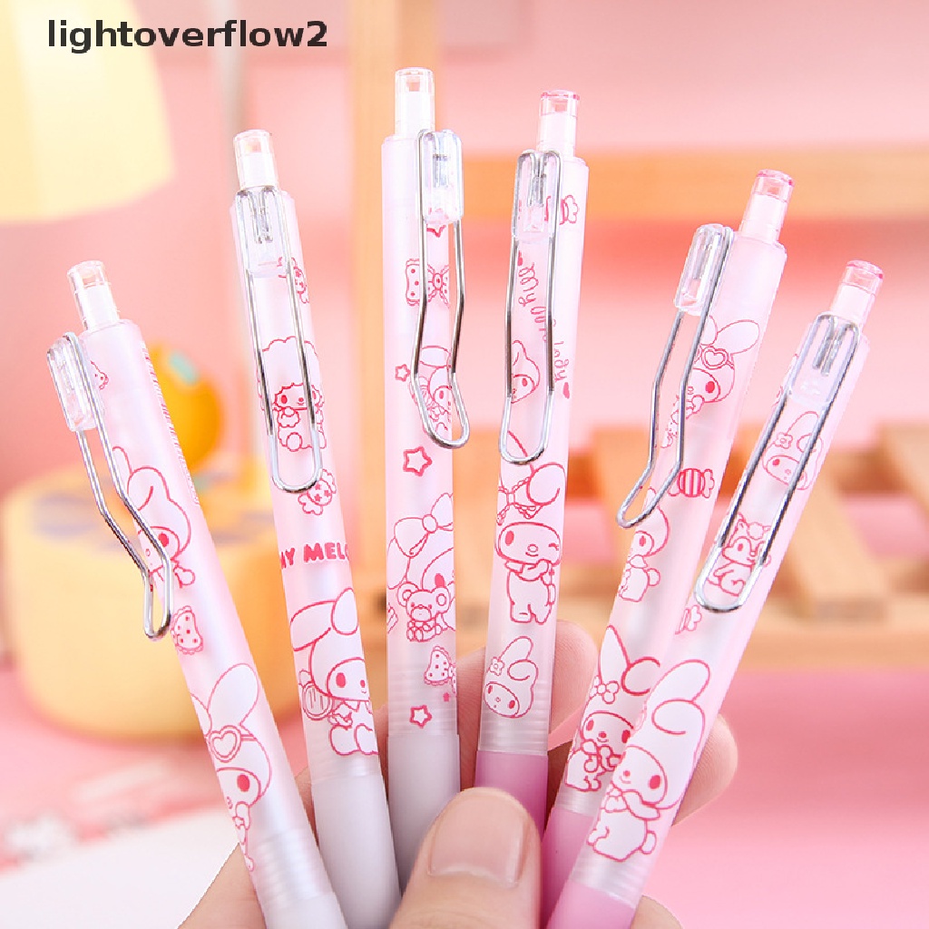 (lightoverflow2) 6pcs / Set Bolpoin Gel Motif Kartun Anime Untuk Stationery Sekolah / Kantor