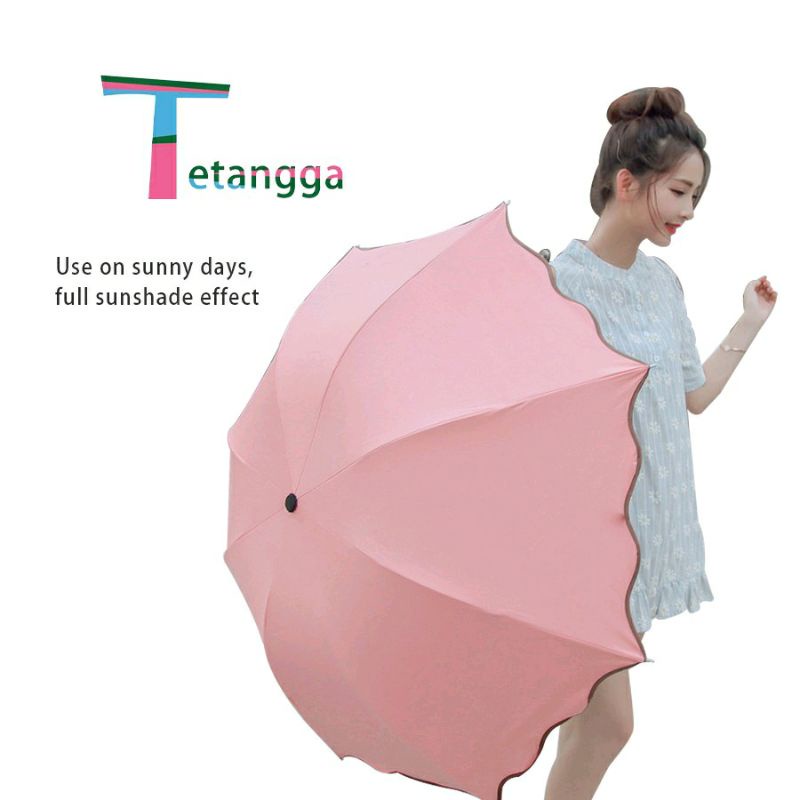 3D Payung Hujan Lipat Magic Umbrella / Dimensi Lapisan Hitam ANTI UV