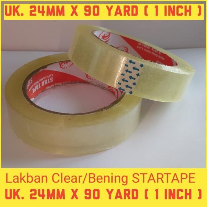 

New Lakban Bening Star Tape Uk 1 Inch x 90 Yard x 45 micron - Clear / Bening