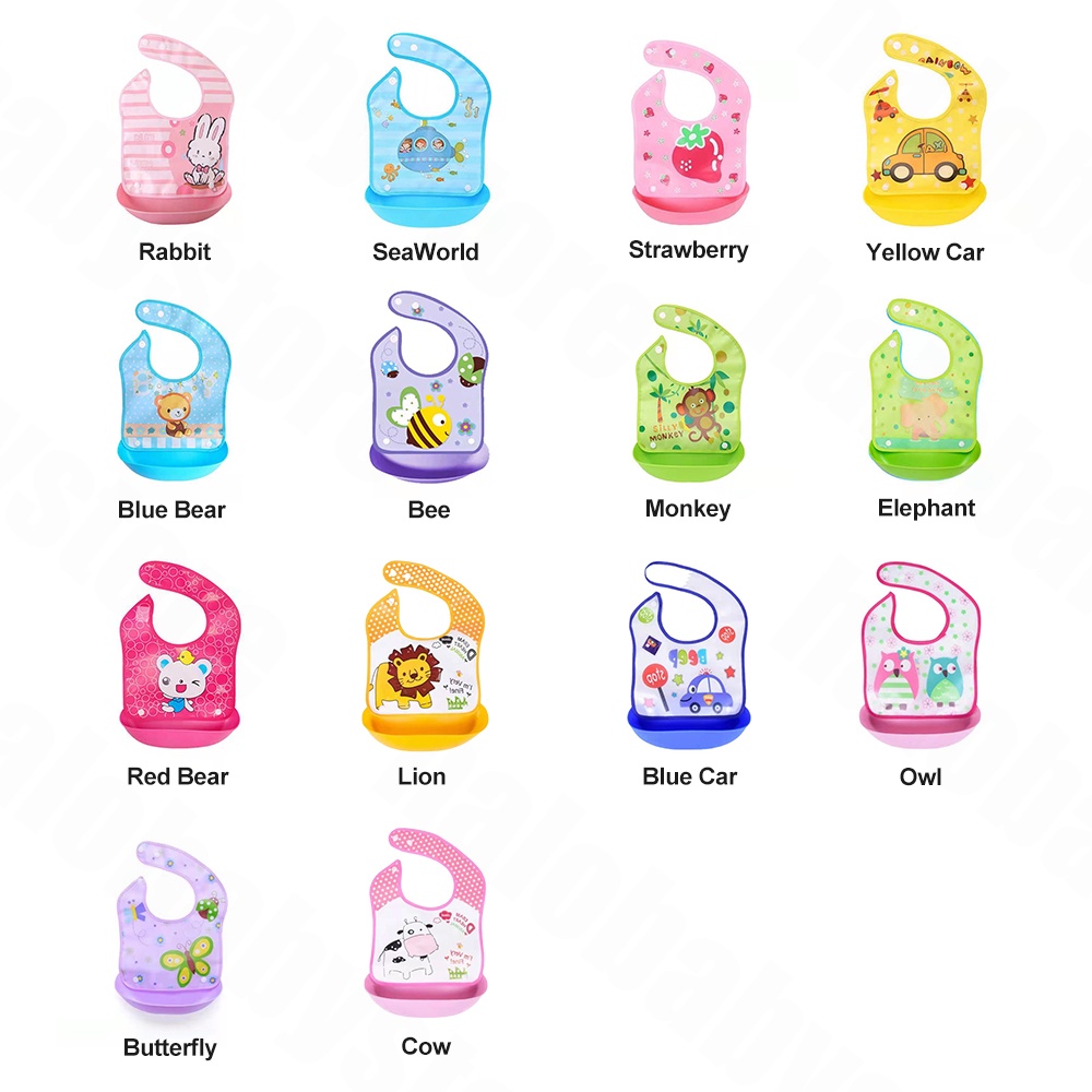 Halo Baby BIB CELEMEK MAKAN BAYI ANTI AIR/EVA bayi bib/SLABBER SILIKON PLASTIK