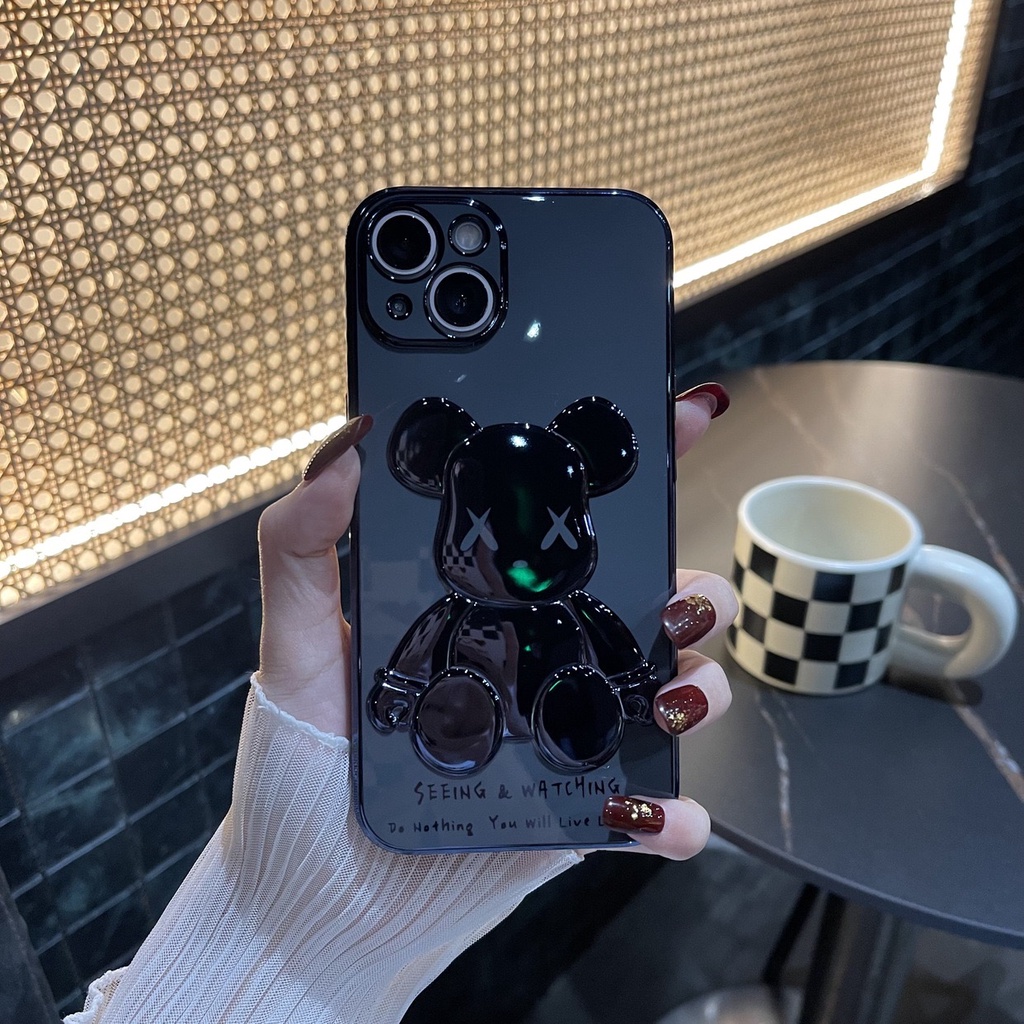 New high-quality  case For iPhone 14 Pro Max 3D bear shaped electroplating TPU phone cover is ( For iPhone 14/13/12/11 Pro Max XR XS MAX 7 8 PLUS X ) CASE