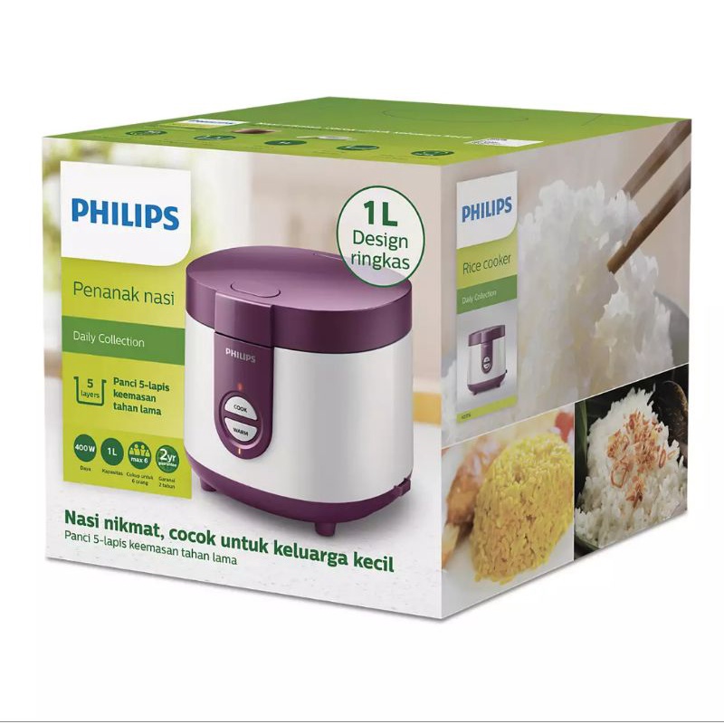 PHILIPS RICE COOKER HD 3116 PENANAK NASI 1 LITER 400 WATT