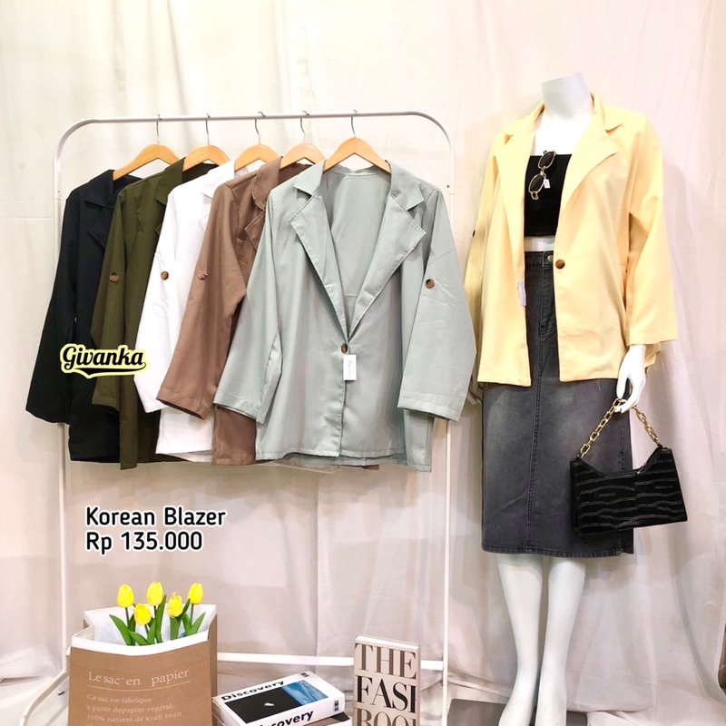BLAZER POLOS KOREAN KANCING 1// OUTER BLAZER LENGAN PANJANG POLOS WANITA