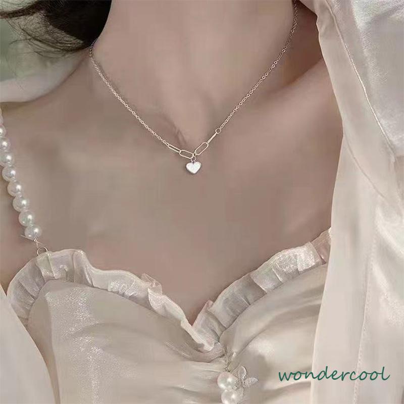 Kalung Cinta Cangkang Simulasi Mewah Tanpa Memudar Rantai Kerah Liontin Lembut Kelas Atas-Won