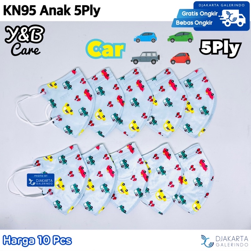 Masker KN95 Y&amp;B Care Anak 5Ply Motif Mix Pack 10Pcs Box 50pcs