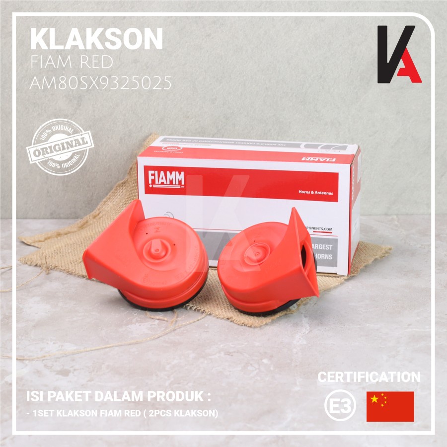 KLAKSON MOBIL MOTOR KEONG FIAMM RED ITALY 12V ORIGINAL DENGAN KABEL RELAY SET ORIGINAL