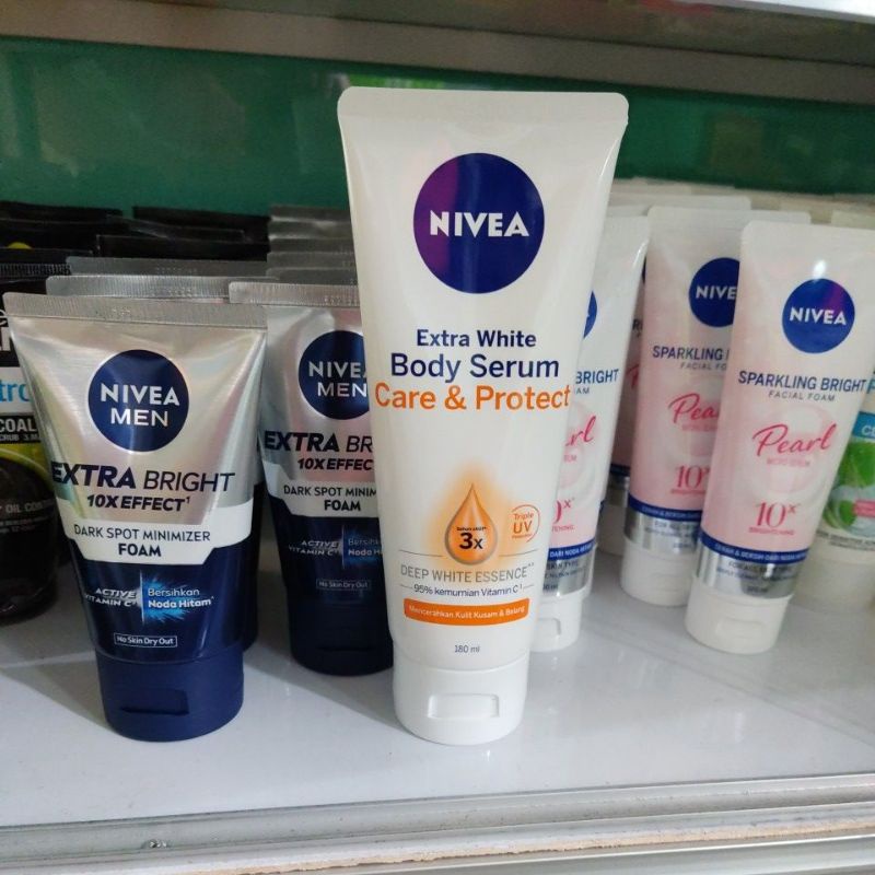 Nivea Body Serum 180ml Extra White Care &amp; Protect SPF 15 UV Lotion Badan Losion Mencerahkan Kulit Kusam &amp; Belang